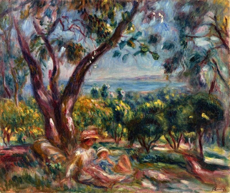 Pierre Auguste Renoir Cagnes Landscape with Woman and Child